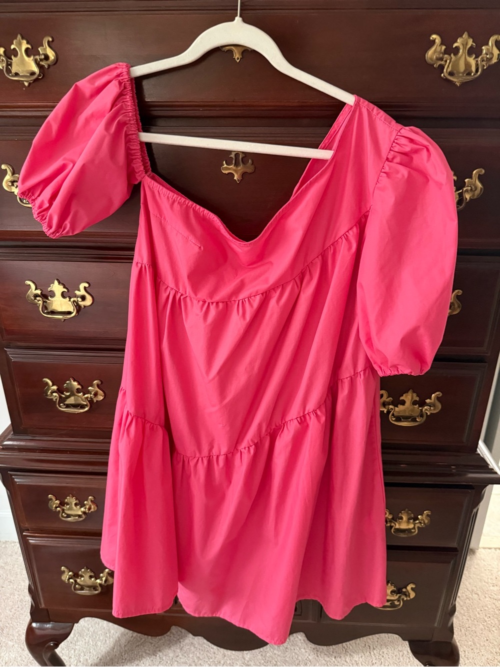 Women's Puff-Sleeve Off Shoulder Dress - Pink